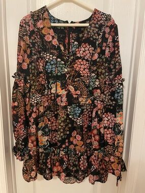 Ted Baker Black Floral Long Sleeve Dress